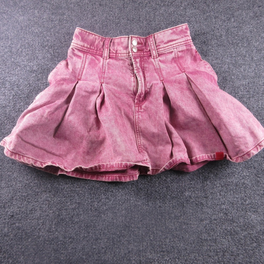 Gap American Girl Skirt Girls 10 Pink Denim Pleated Adjustable‎ Snap Waist